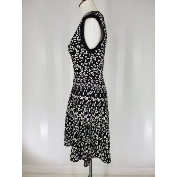 Rebecca Taylor Women Animal Print Round Neck Dress Black Sz S #102 - Picture 4 of 12